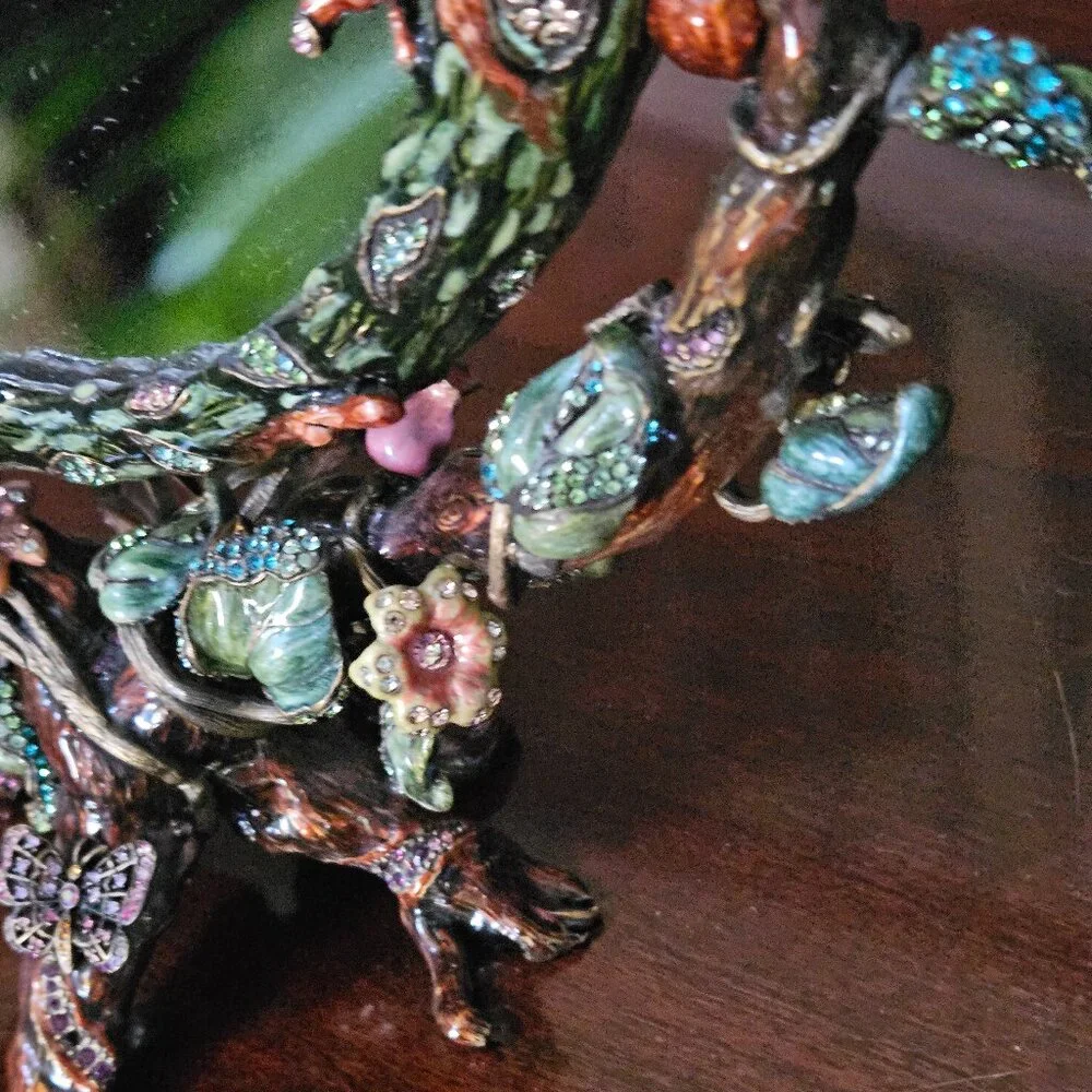 LUXURY JAY STRONGWATER FLORA & FAUNA CRYSTAL ENAMEL FLIP 2 SIDED MIRROR OBJET